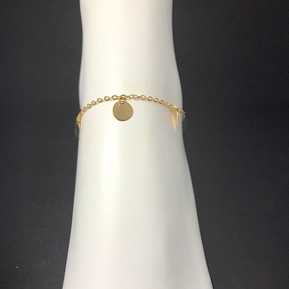 Gold plated circle charms ankle bracelet. - Picture 3 of 4